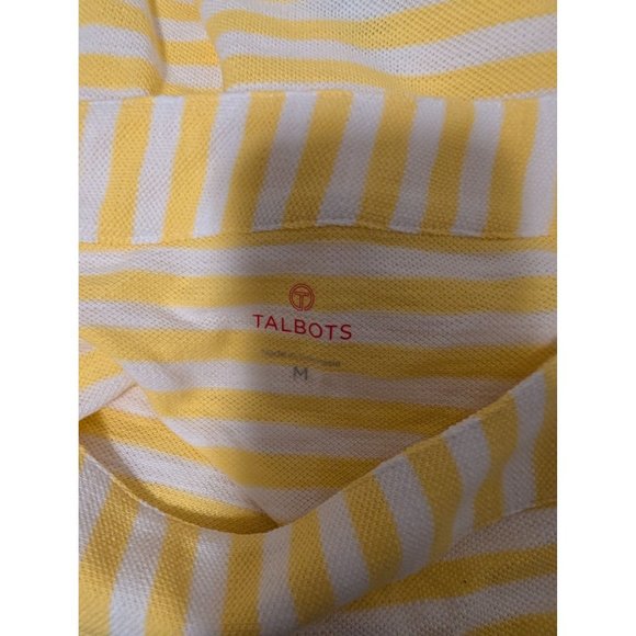 Talbots Medium 3/4 Sleeve Yellow/white Stripe Blouse Boat Neck, spring, summer T - Picture 4 of 5